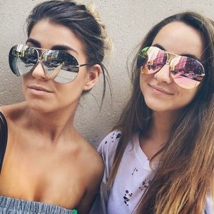 Oversized Pink “Piper” Mirrored Aviators